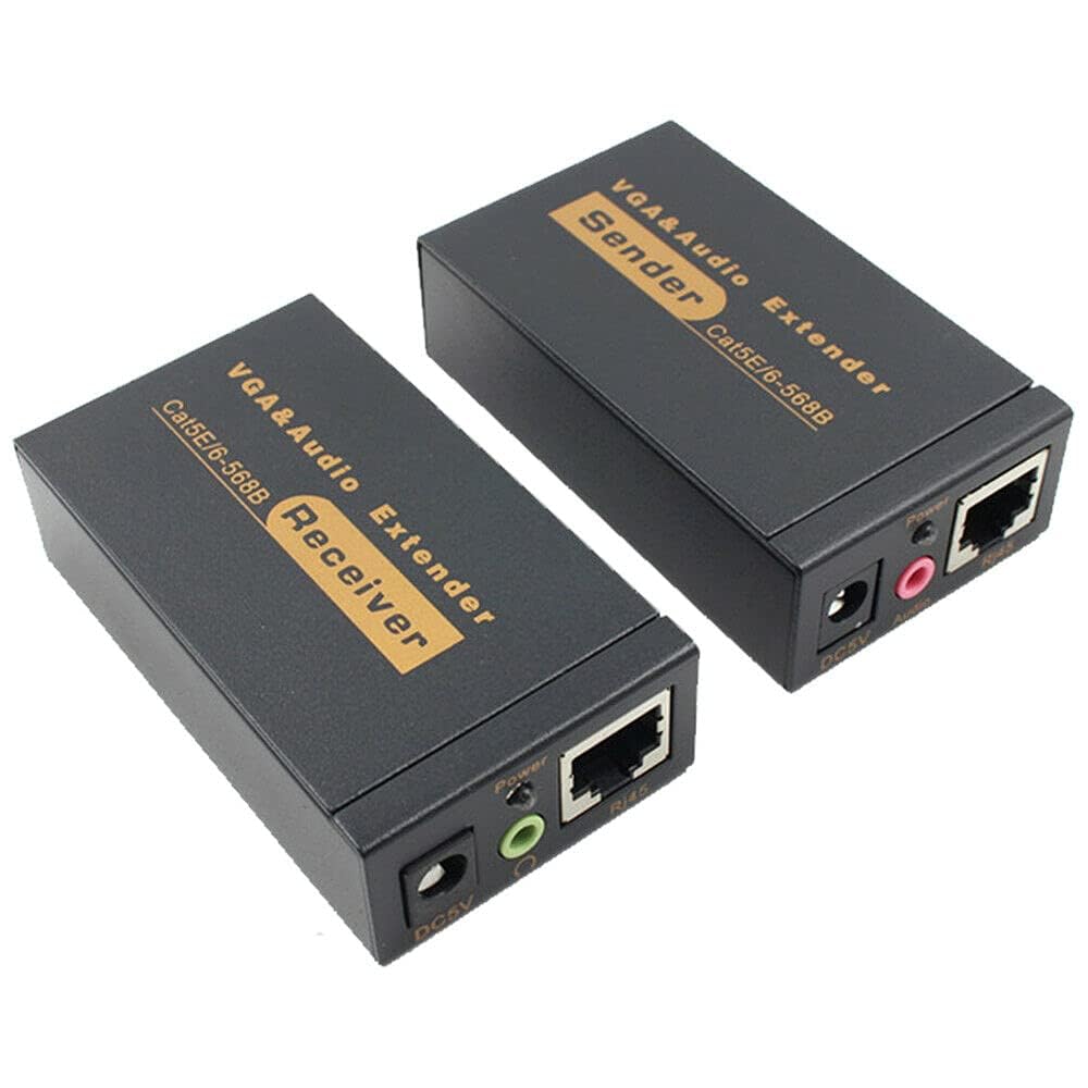 VOOCME VGA Extender 100 Meters RJ 45 + Video Extender + VGA Sender and Receiver Transmitter - (VC-03EA)