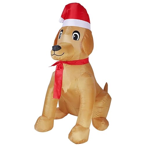 Outdoor Indoor Christmas Inflatable LED Lighted Golden Retriever Dog Blow