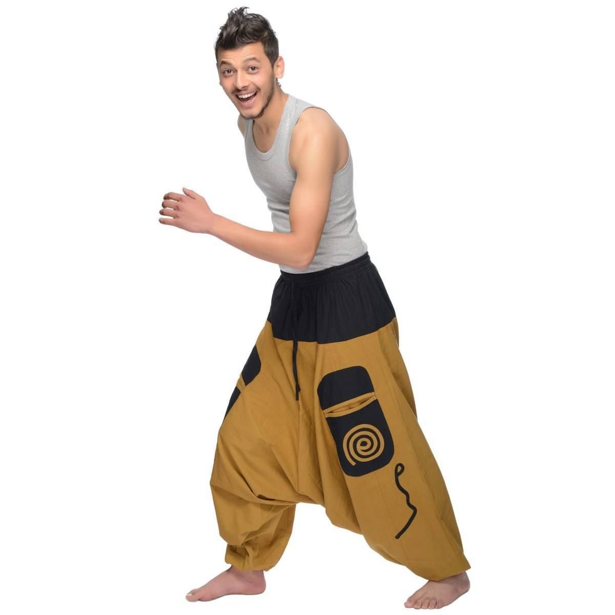 Simandra Haremshose Pumphose Aladinhose Pluderhose Yoga Goa Sarouel Baggy Aladin Freizeithose Herren