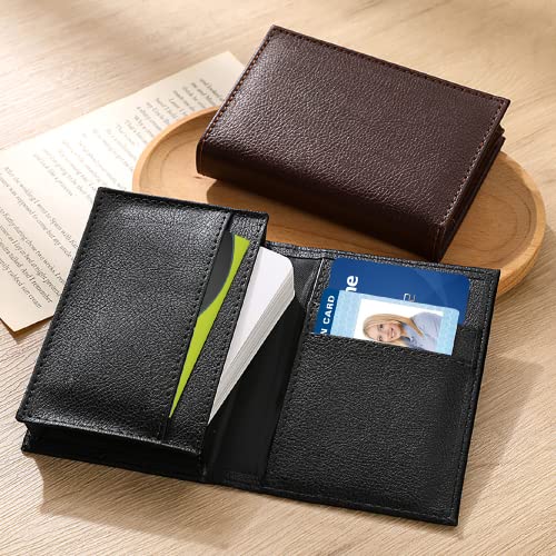 Olanpei 2 Pack Leather Business Card Holder For Men Women, Large Space For 40 Business Cards Wallet Credit Card Holder （Black/Brown） #TOP1