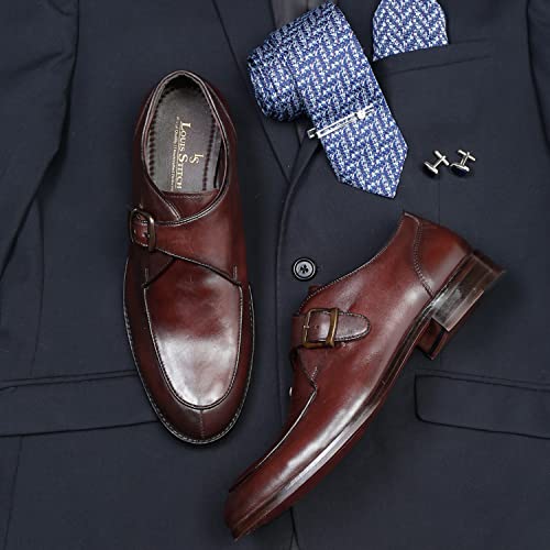 Image of LOUIS STITCH Men's Brown Premium Italian Leather Shoes Handcrafted British Classic Monks for Men Formal Officewear (EXSMFCBB)