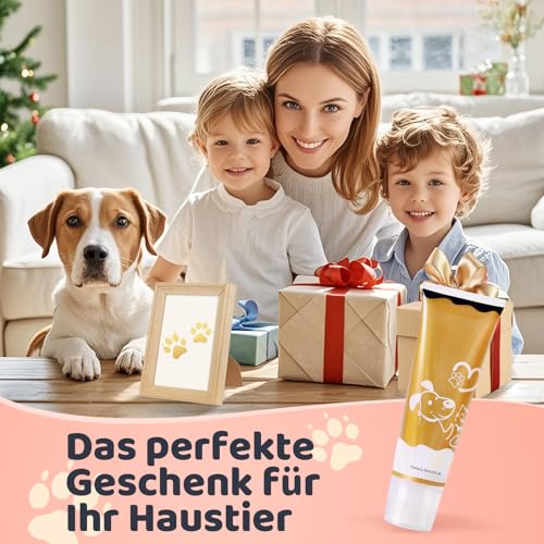 Nabance Pfotenabdruck set Hund Katze Mit Schwammkopf Gold 75ml Ungiftig und Abwaschbar Hundepfoten Abdruck Baby Abdruckset Geschenke für Haustiere Herstellung von Fingerabdrücken für Haustiere
