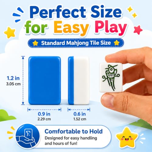 Image of PATPAT 144 Pcs Complete Mahjong Tiles Game Set Portable Blue Mahjong Cards