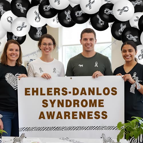 Image of Hungdao 100 Pcs Rare Disease Awareness Balloons Decoration Zebra Ribbon Cancer Awareness Supplies Neuroendocrine Carcinoid Cancer Decor Black and White Balloons Arch for Party Gift