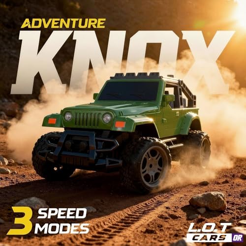 Image of L.O.T Cars Knox Remote Control Car Toy | 25Kmph, 3-Speed Mode | 1:14 Scale Design, Monster Truck RC Car, Off Road Remote Control Car with Led Headlights & Taillights for All Terrain (Adventure Green)