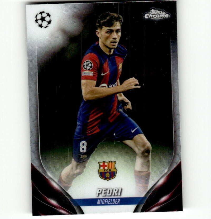 2023-24 Topps Chrome UEFA #15 Pedri FC Barcelona Club Competitions Soccer Trading Card