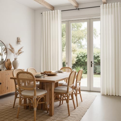 Image of Joywell Linen Curtains 40x84 Inches Long for Living Room Beige Cream