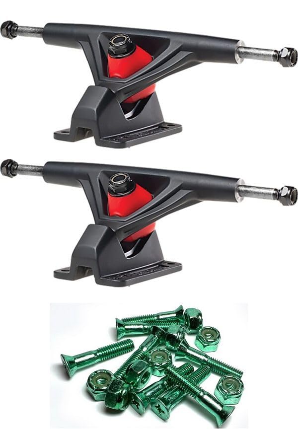 Seismic Skate Systems 155mm Aeon 30 Degree Flat Black Skateboard Reverse Kingpin Trucks with 1