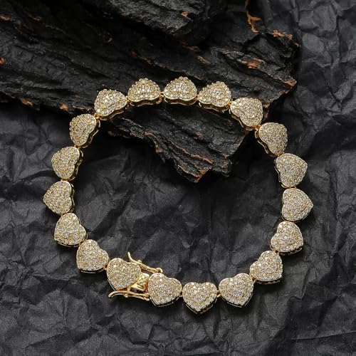 Moissanite bracelet for women's fashion decoration, 18K gold Roman heart bracelet suitable for wives, mothers, and female friends, tennis bracelet, holiday gift2