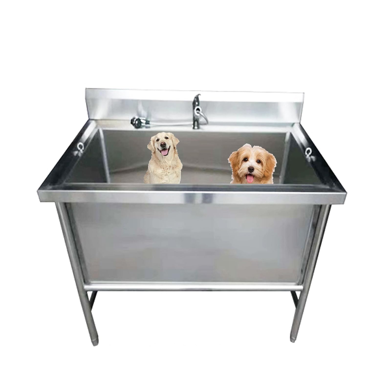 Stazione di Lavaggio per Cani, Vasca da Bagno per Cani in Acciaio Inossidabile, Stazione di Toelettatura per Lavaggio Cani per Casa, Vasca Doccia per Cani(Size:39in)