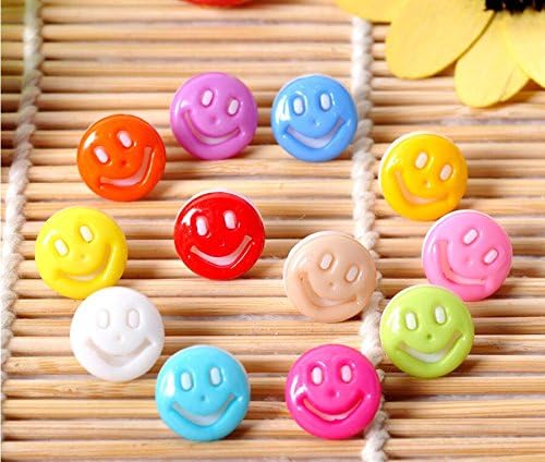 Kingken Approx.100 Pcs 13mm Smile Face Children's Sweater Buttons Sewing Shank Buttons (Mixed Color)