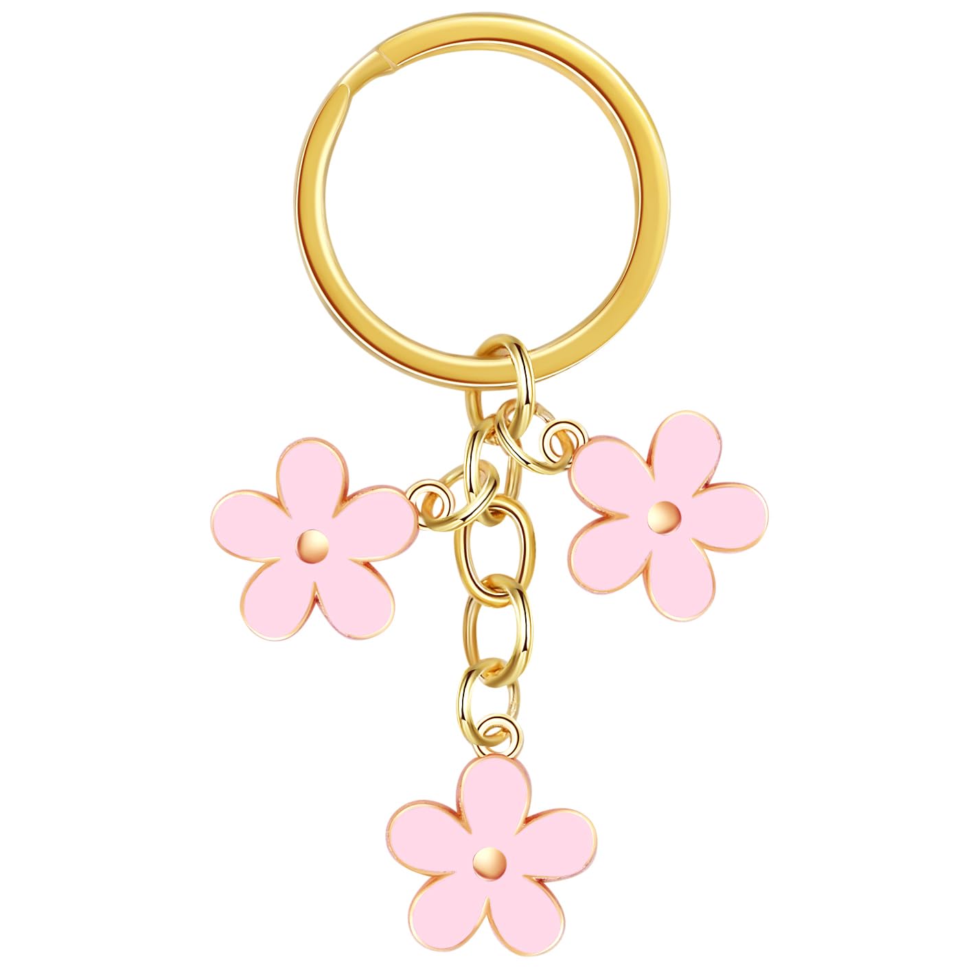 HOSBY 3 Pcs Keychains for Women, Cute Classy Bag Charm Flowers Key Chain Car Key Ring Pendant for Purse Handbag Bags Decor