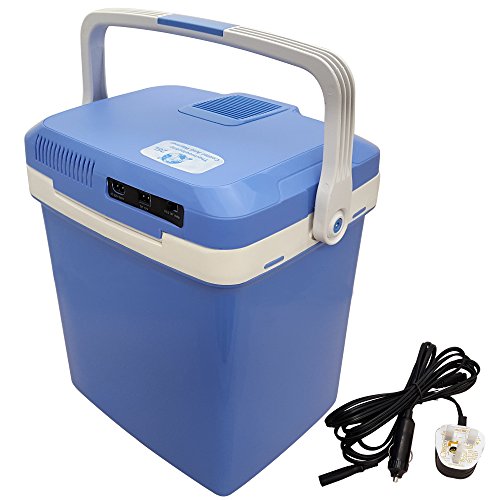 Crystals 24L Electric Cool Box Cooler for Drinks Food Ice, Hot & Cold Coolbox for Travel Camping Picnic Caravan Festivals, 12V DC & 240V AC Adapter