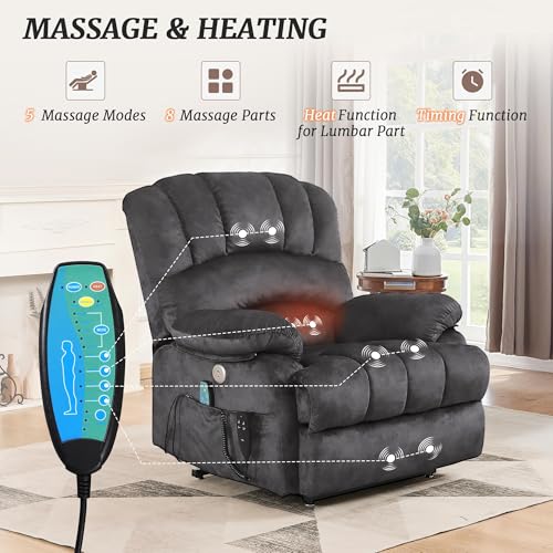 Sillón reclinable eléctrico con masaje y calor miniatura 4