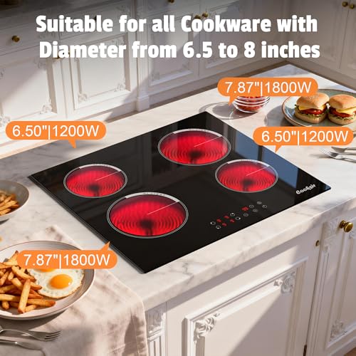 Image of Electric Cooktop 24 Inch Drop-in 6000W 240V Hard Wired