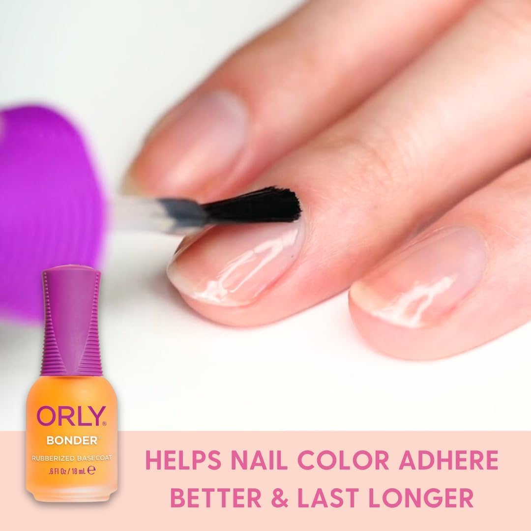 Orly Bonder Base Coat | Nail Polish Base Coat | Rubberized Basecoat for Long-Lasting Manicures & Pedicures (Bonder, 2 pack)