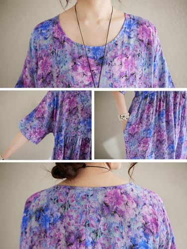 Image of Oversized Dress for Women Flowy Boho Plus Size Dresses Floral Print