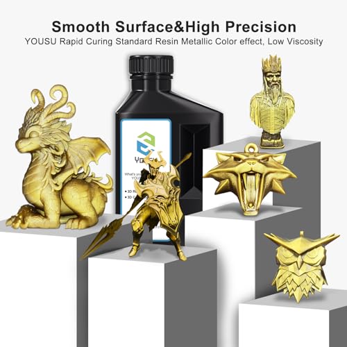 Image of YOUSU 3D Metal Printer, Fast Curing Gold Resin 1KG, Magical Metallic Effect Brass Color Resin for LCD DLP 3D Printing (1000g, Metal)
