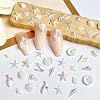 50Pcs Iridescent Seashell Nail Charms Ocean Theme 3D Resin Shell Starfish Conch Nail Gems and Charms Aurora Mermaid Nail Art Rhinestones Flat Back Nail Supplies for Beach Summer Nail DIY Manicure #1