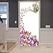 A.Monamour Adesivo Porta Autoadesiva Vecchio Annaffiatoio Che Versa Fiori di Narciso Viola Farfalle Vinile PVC Adesivi per Porte Interne 3D Pellicola Adesiva Poster Sticker Murale Decorazione