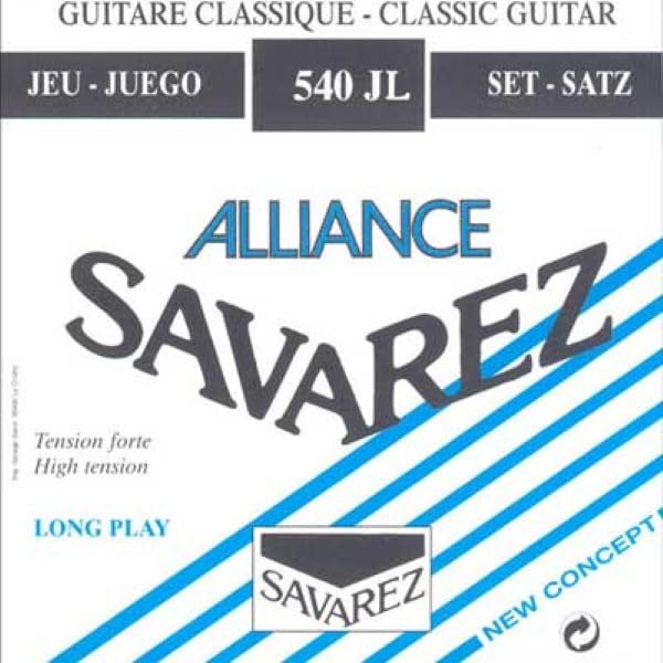 Savarez 540JL - Corde ad alta tensione per chitarre classiche con cordiera, Alliance Trebles, bassi classici, set completo di 6 corde