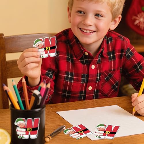 Image of Personalized Christmas Stickers, Custom Name & Elf Waterproof Christmas Gift Tags for Gift Box Holiday Decorations, Stockings, Party Favors