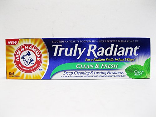 Arm & Hammer Truly Radiant Clean & Fresh Toothpaste, Clean Mint, 3oz = 90ml (pack of 2)