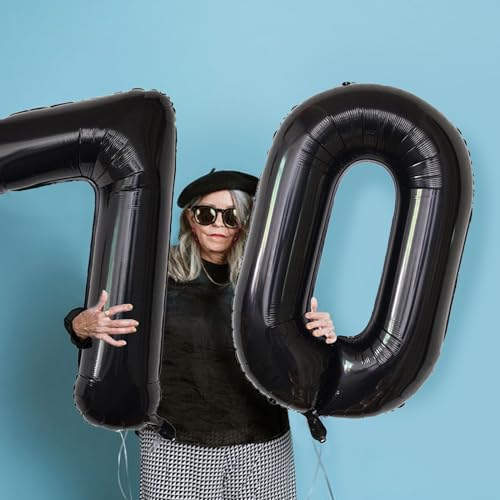 Image of Number Balloons Black Party Balloon - Giant Number 10 Balloon, 40 Inch Large Balloon for Birthday Decorations, Black Party Supplies for Men Women