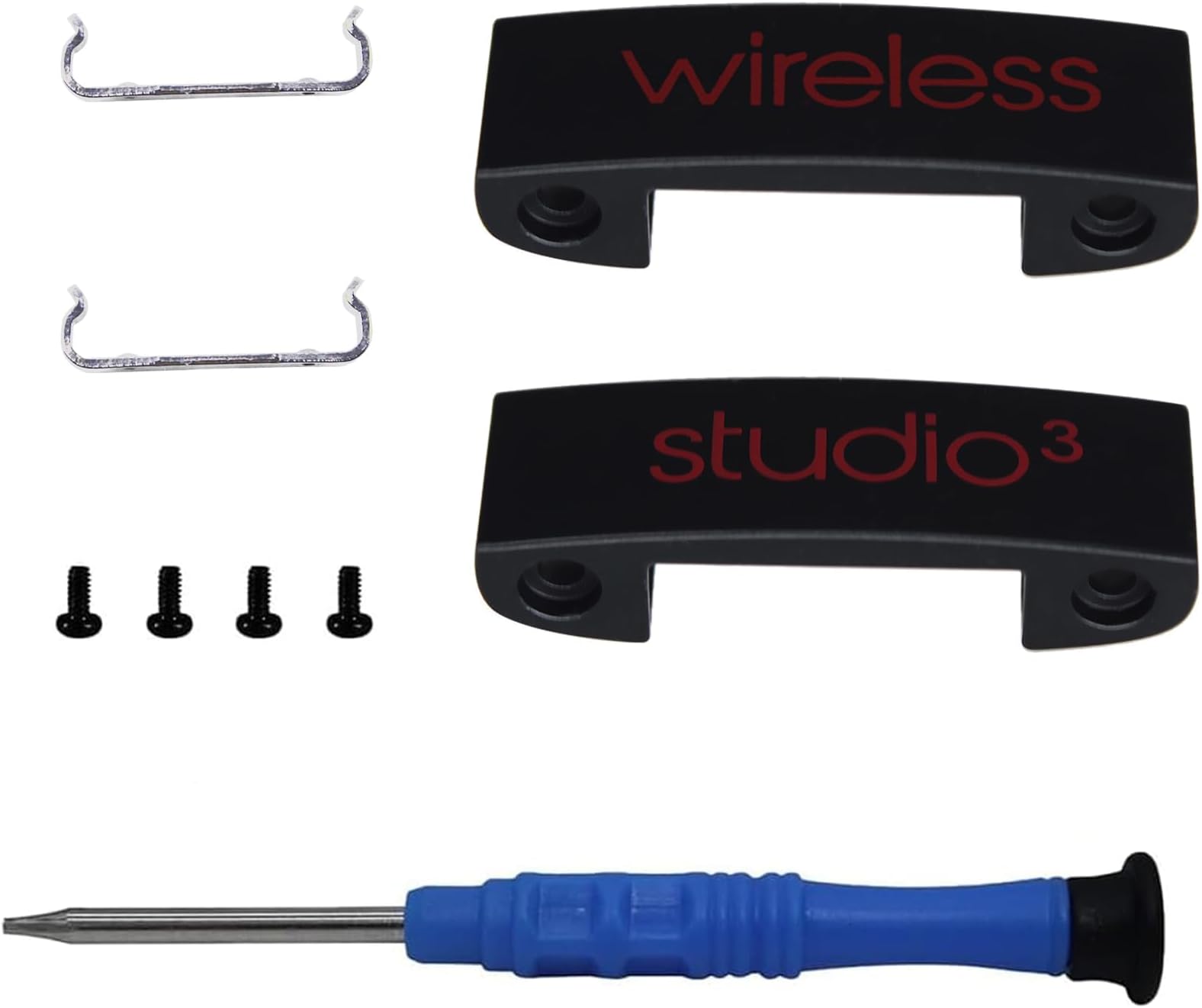 Studio 3 Hinge Replacement Headband Connector Replacement Metal Repair Parts Compatible with Beats Studio 3 Studio 3.0 Headphones Replacement Parts Accessories Durable Repair Kit(Black+Red)