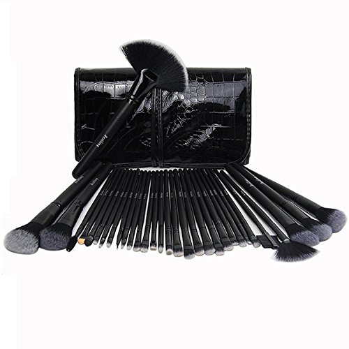 Makeup Brushes, NESTLING Make Up Brush Set 32 Pieces Cosmetics Brushes Kit with Travel Pouch Black
