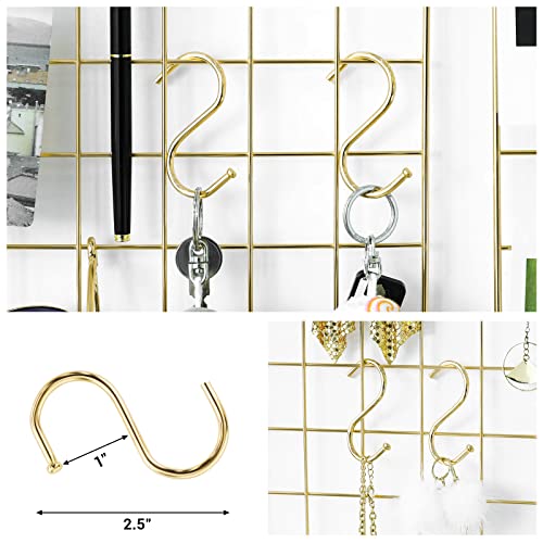 Songmics Grid Photo Wall, 16.5 X 12.2 Inches, Set Of 2, Wire Wall Grid Panel, Photo Wall Display, Diy, Hanging Picture Wall With S Hook, Clip, Hemp Cord, Golden Ulpp01Gd #TOP3