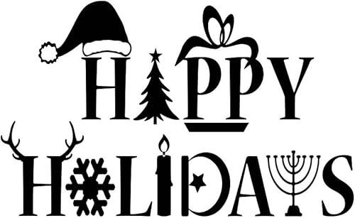 #3 Happy Holidays 23 X 14 - Calcomanía de vinilo para pared, caligrafía de puerta, Navidad, iglesia, pared, muñeco de nieve, decoración motivacional
