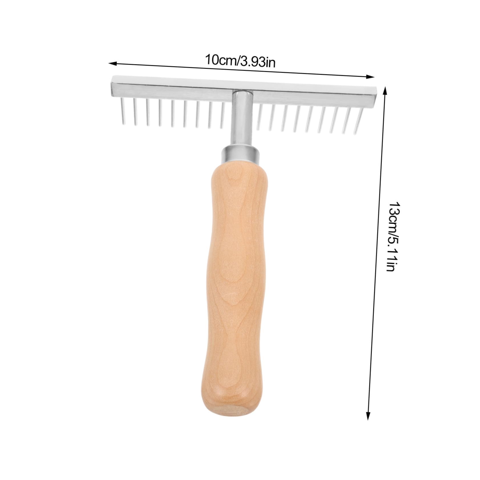 Parliky Pet Hair Comb Dog Grooming Rake Pet Cleaning Brush Metal Pins Comfortable Wood Handle