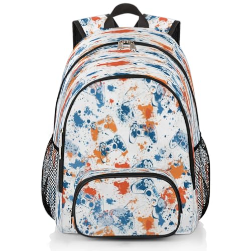 Sac à dos d'école et voyage XXL à motif manettes pour ados et adultes