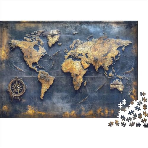 Puzzle de mapa mundial imposible de 1000 piezas, estimula tu mente con un gran diseño vintage