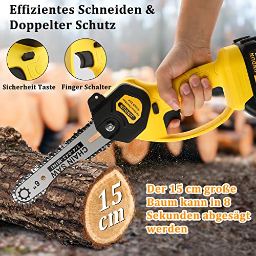 Mini Kettensäge mit Akku, JINDUN Akku Kettensäge, 6 Zoll Elektrische Akku Tragbar Kettensäge Mit Zwei Stück Akku… – Bild 5