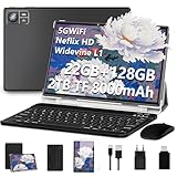 SUAAT 2026 Tablets Android 22GB RAM+128GB ROM(2TB TF),tablets 10 Pollici, 8000 mAh,Octa-Core,2.0Ghz, WiFi5G+2.4G, GPS, 8MP + 5MP, Bluetooth 5.0,Cast, Tablet PC con Custodia, Tastiera e Mouse, Nero