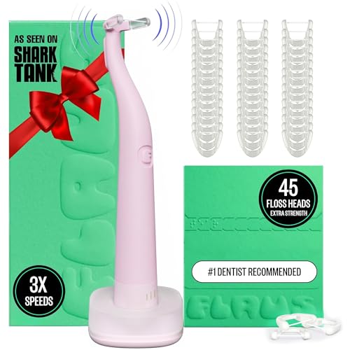 Image of FLAUS Electric Flosser (Extra Strength Woven) - Shark Tank + Oprah's List - Water Floss Alternative - Plaque Remover for Adult - Easy Vibration Flossing - Safe Portable Gum + Teeth Cleaning Tool