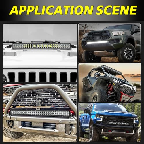 Image of 30 Inch LED Light Bar Kit with Wiring Harness 5D Optics Lens | 300W Double Row LED, Spot Flood Combo Offroad Driving Light Super Bright Bumper Grille Light Bar for Trucks Pickup SUV UTV