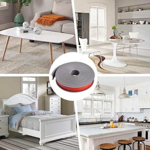 Image of 16.4ft U-Shape TPE Self Adhesive Veneer Edging Trim Flexible Edge Protector for Furniture Corner & Edge Safety Guards, DIY Furniture Edge Strip for Countertop Table Cabinet Shelf Repair (16mm, Gray)