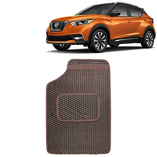 Image of Kingsway Dotted Design Car Floor Foot Mats Universal Fit for Nissan Kicks, Model Year : 2018 Onwards, Water and Dustproof, Color Brown, Set of 5 Pieces
