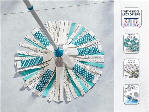 Leifheit Set Power Mop 3-in-1 mit saugstarken Fasern, komplettes Wischset mit Wischmopp und Eimer,...
