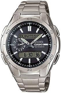 Casio Herrenarmbanduhr mit Solar und Funk und Titanarmband, Silber