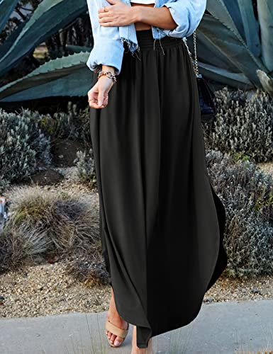 DOUBLJU Casual High Waisted Maxi Skirts Elastic Waist Band Ankle Length Trendy Summer Long Skirt for Womens with Plus Size3