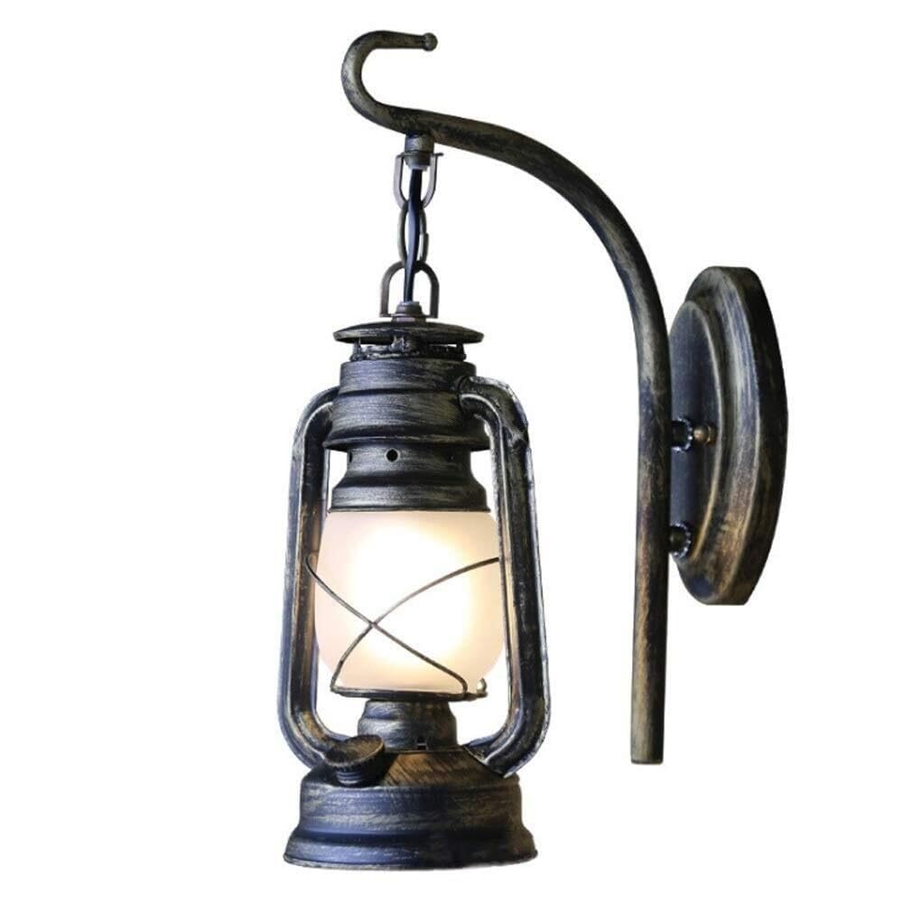 JYBNBBE Rustic Wall Sconce Lantern Light, Vintage Fixture with E27Base,with Iron & Glass, Shade, Mounted Lighting for Porch Garage Room
