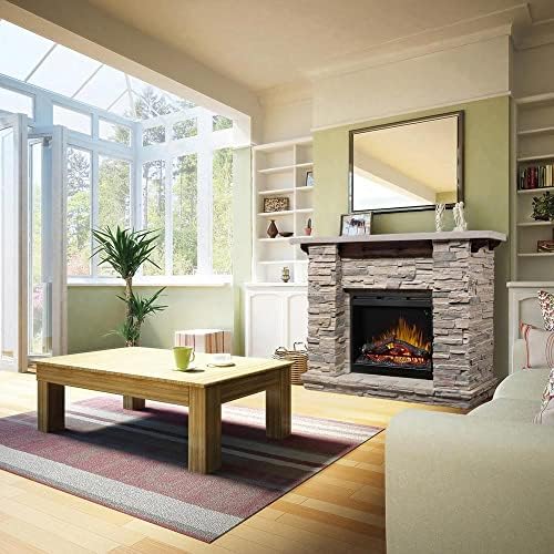 Dimplex Featherston Electric Fireplace with Mantel Surround Package | Pine with Gray Stone-Look, Includes 28" Electric Firebox Heater | 1500W | LED Flames | Remote Control | #GDS28L8-1152LR - Thumbnail 5