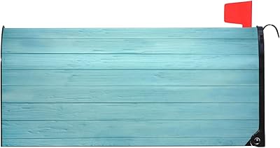 Beach Wooden Magnetic Mailbox Cover Summer Teal Turquoise Mailbox Wraps Post Letter Box Cover for Home Garden Yard Courtyard Outdoor Decorations Oversized 25.5