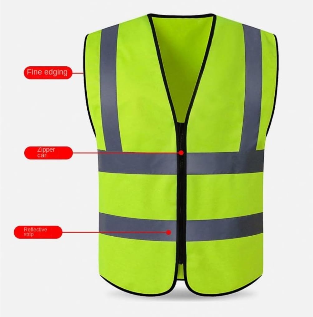 Chaleco De Reflectante Ropa De Trabajo Chaleco Reflectante De Construcción con Cremallera For Hombres Y Mujeres, Tráfico(Rot)