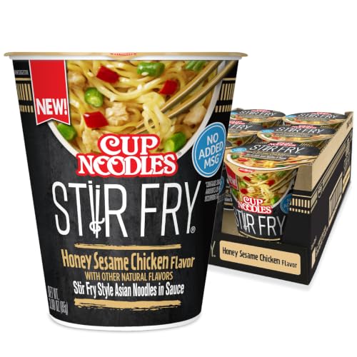 Nissin Cup Noodles Stir Fry Noodles in Sauce, Honey Sesame Chicken, 3.00 Ounce (Pack of 6)