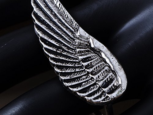 Alilang Double Finger Gothic Silvery Tone Ring Greek Speed Wing Spartan Angel Ring #TOP3